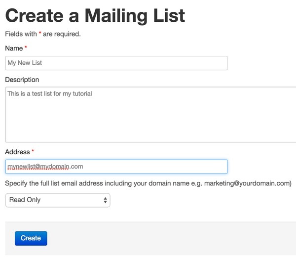 Create a mailing list