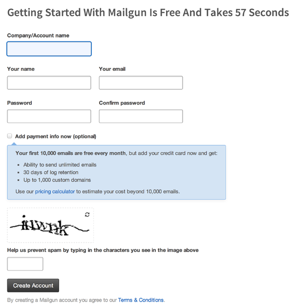 Mailgun Signup 