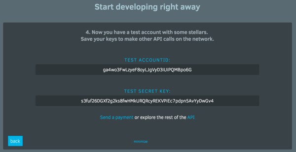 Steller API Demonstration Wizard Test Account
