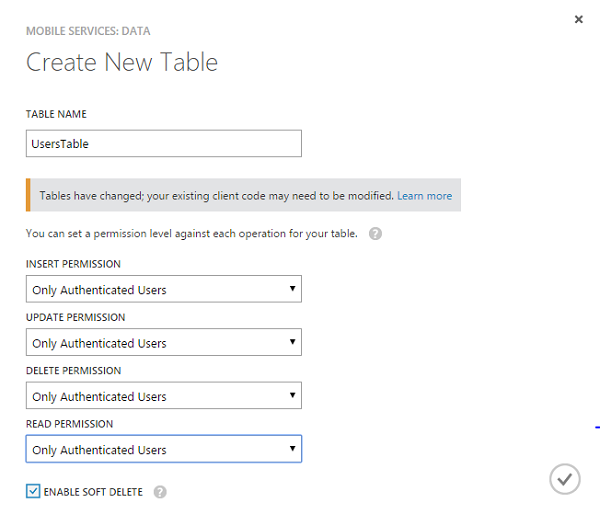 Restrict table permissions to authenticated users
