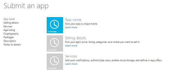 Submit an app to Windows Store