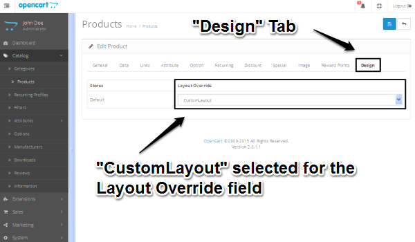 Layout Override drop-down box