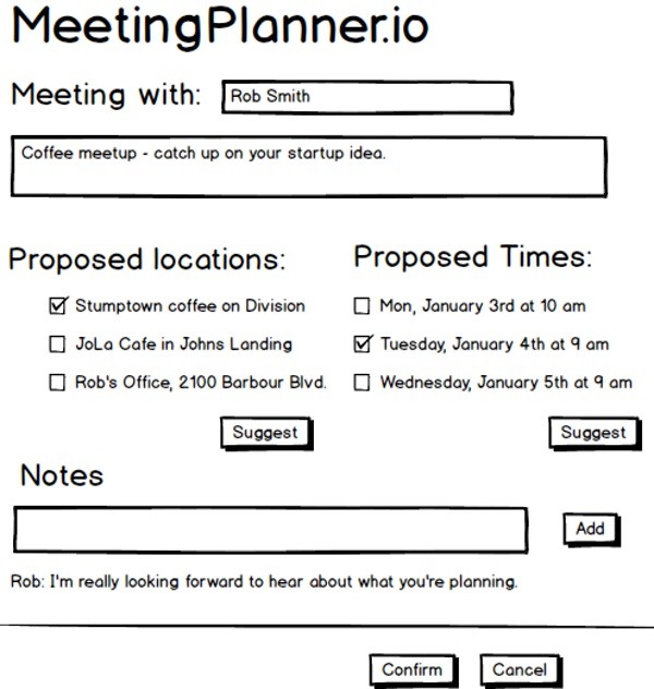 The Original Meeting Planner Mockup for Scheduling a Meeting