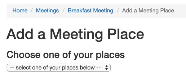 Add a Meeting Place Breadcrumbs