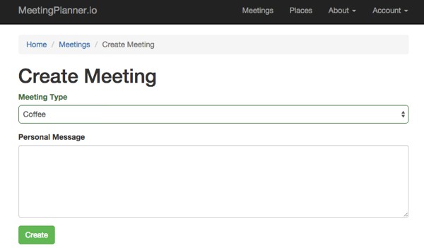 The Create a Meeting Form