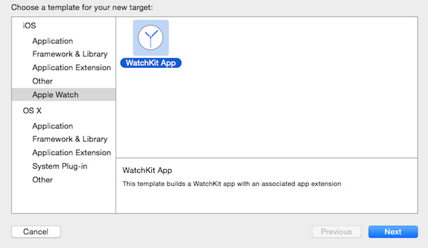 WatchKit App target