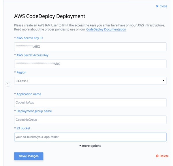 Codeship AWS Code Deploy Deployment