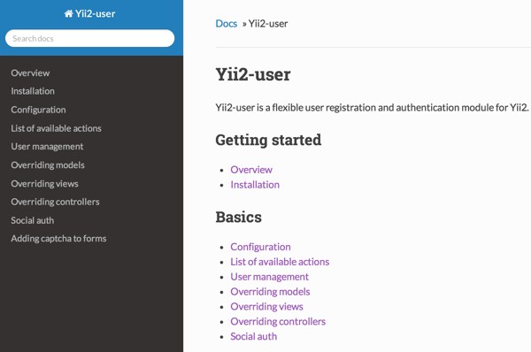 Dektriums Yii2-User Documentation