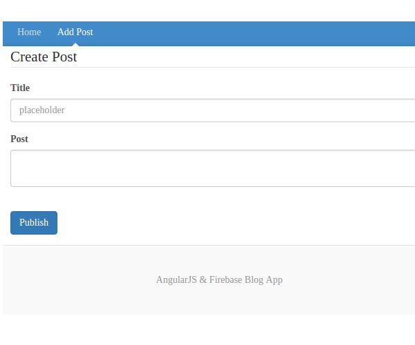 Add Post page of AngularJS  Firebase app
