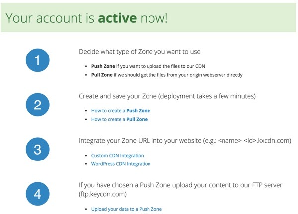 KeyCDN Account Activation