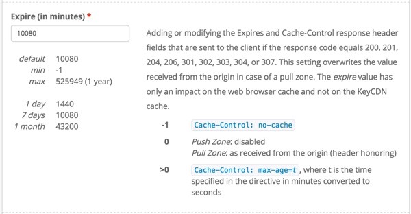 KeyCDN Expire Headers and Cache Control