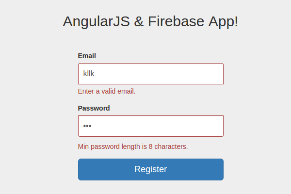 Validation messages showing on registration page