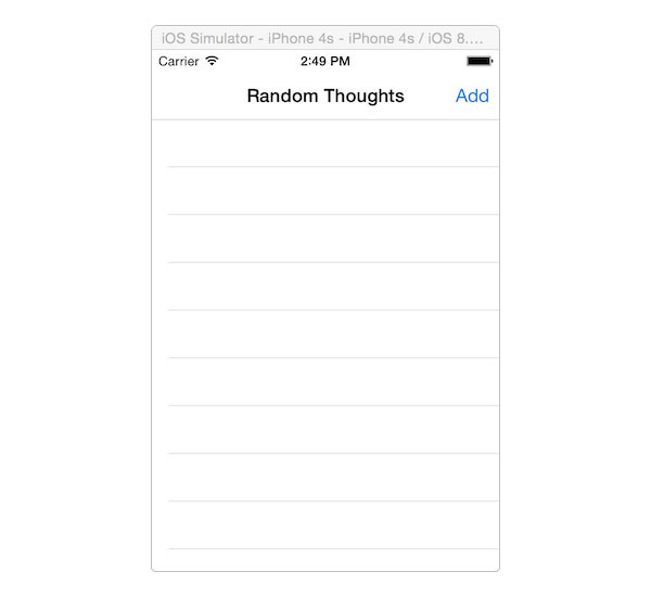 Random Thoughts page for iOS