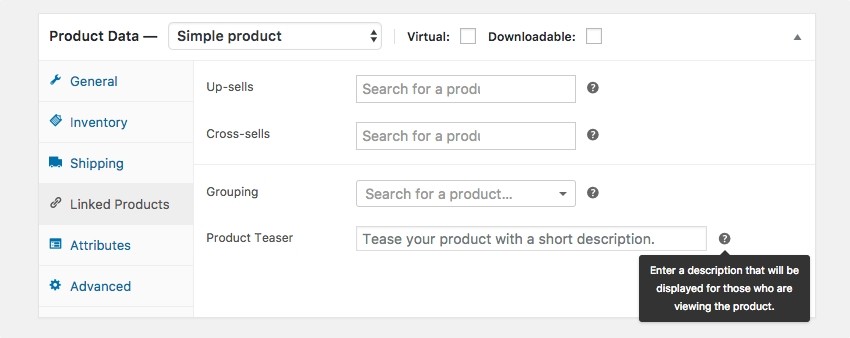 Our teaser field on the Linked Products