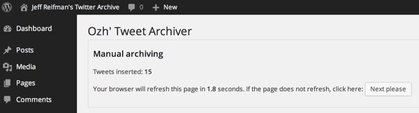 Tweet Archiver in Action - Archiving Tweets