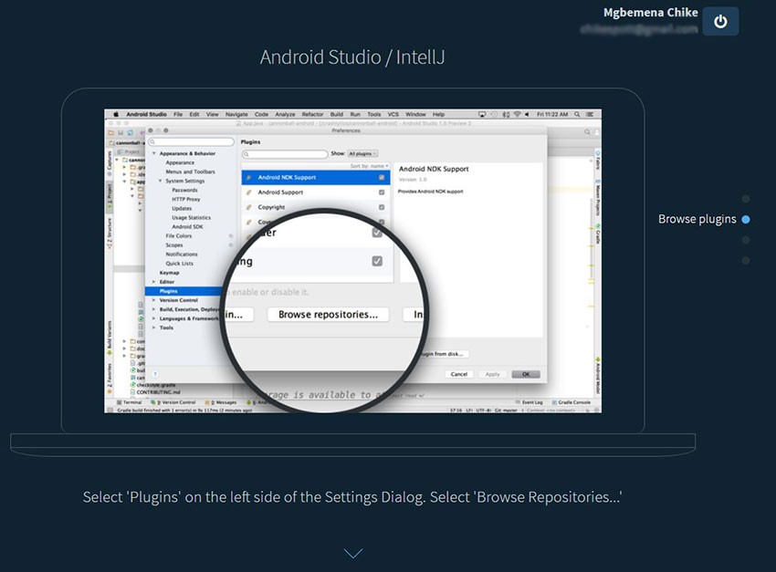 Android Studio browse plugins