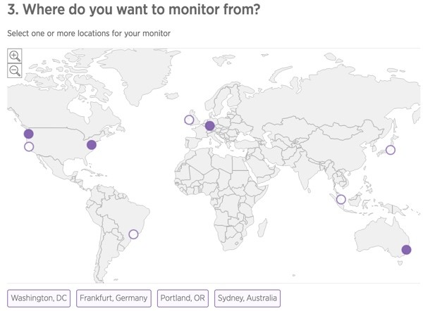 New Relic Synthetics Where do you want to monitor from