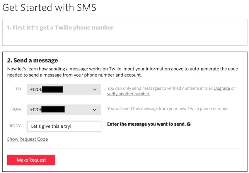 Building Startups Text and SMS - Twilio Test Send a Message