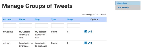Manage Groups of Tweet Storms