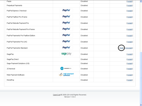 Edit the PayPal Payments Standard Configuration