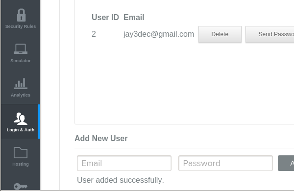 Add a new user with an Email and Password