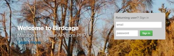 The BirdCage Twitter API Application Home Page