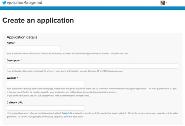 Create an Application for the Twitter API 