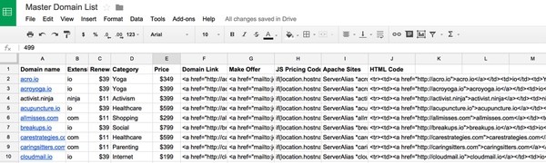 My Google Drive HTML Generating Spreadsheet