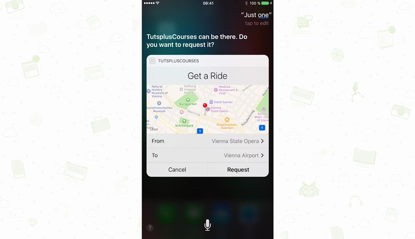 Example of ride sharing app in iOS 10