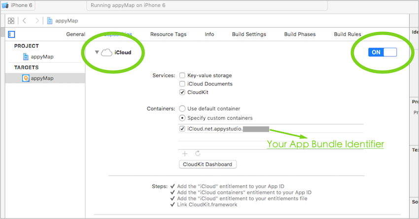 Enable iCloud for your app