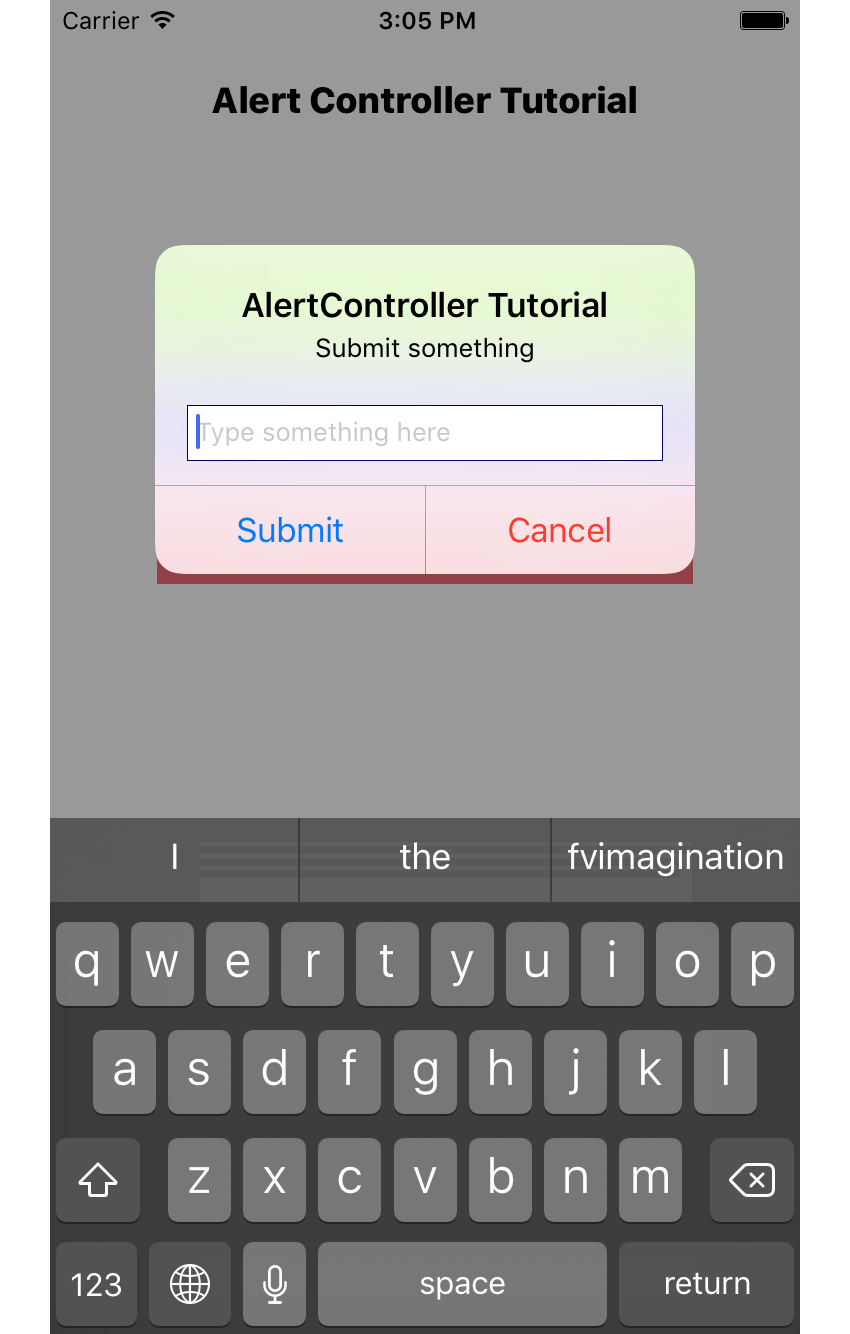 Alert controller with 1 text field