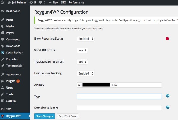 Raygun4WP Configuration