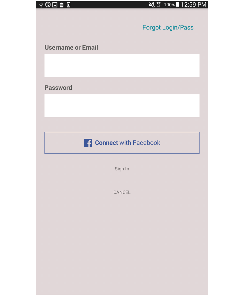 login page added sign in and cancel button