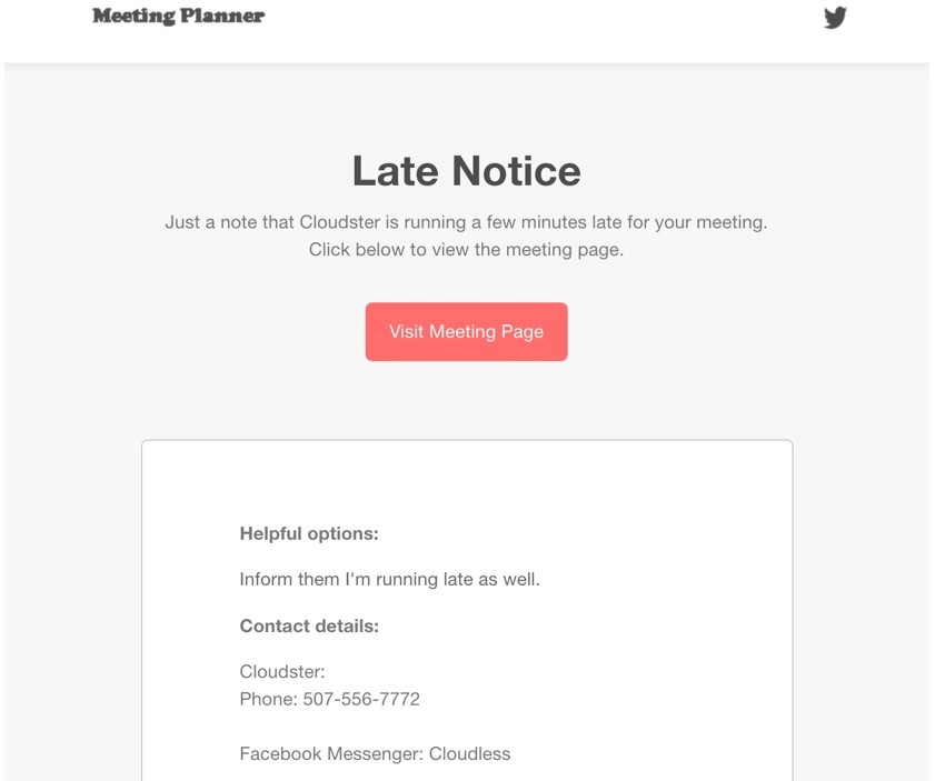 Meeting Planner Reminders - Late Notice Email