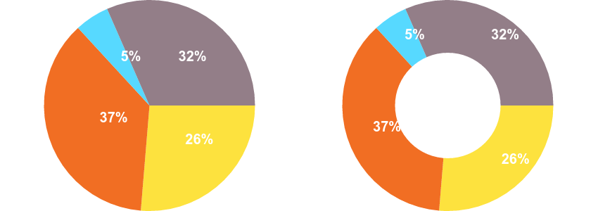 Pie chart and doughnut chart with value labels