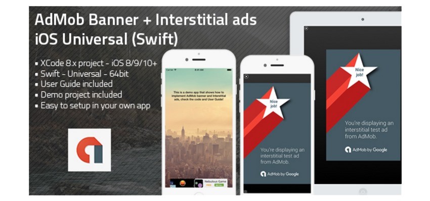 AdMob Banner  Interstitial ads iOS Universal app template