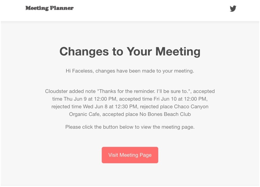 Meeting Planner Notifications - The Final Email Notification with Text Summary