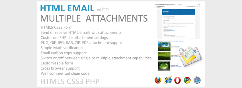 Email with Multiple Attachments HTML5 PHP