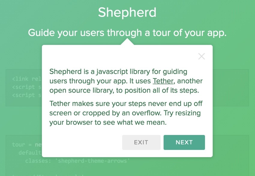 Visual Tour With Shepherd - Example of Shepherd Tour with Default Theme
