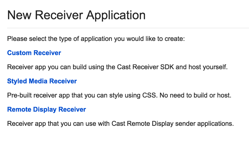 New receiver application types