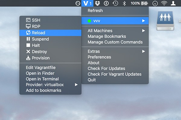 Vagrant Manager IU in OS X taksbar