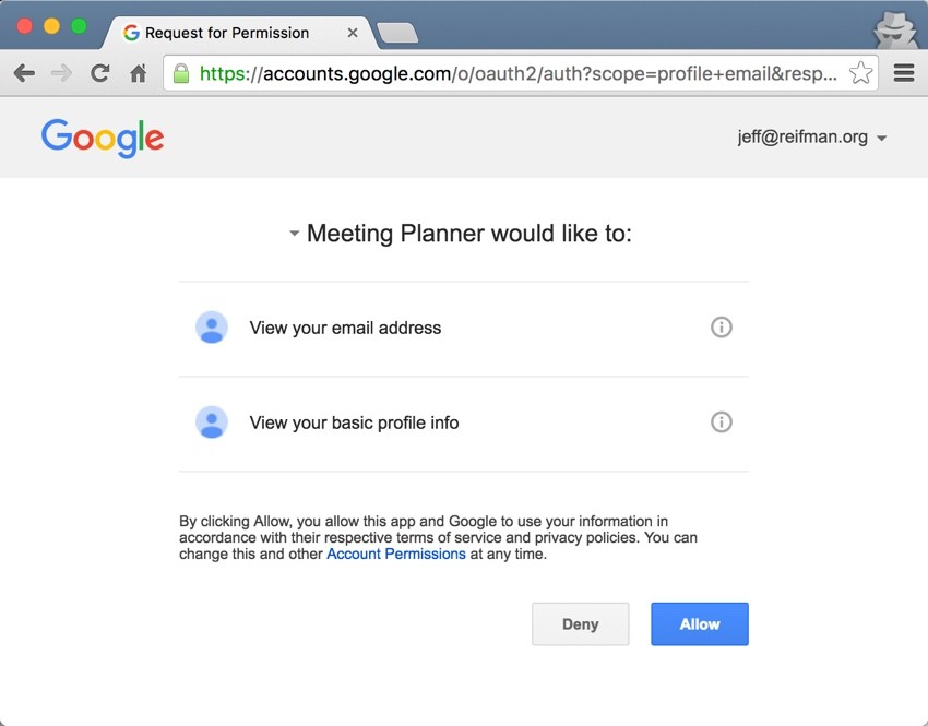 Building Your Startup OAuth - Google Permissions Page