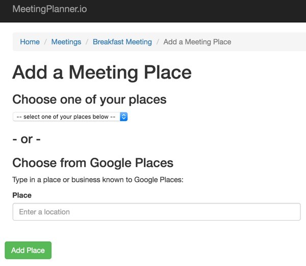 Meeting Planner Email Commands - Add a Meeting Place