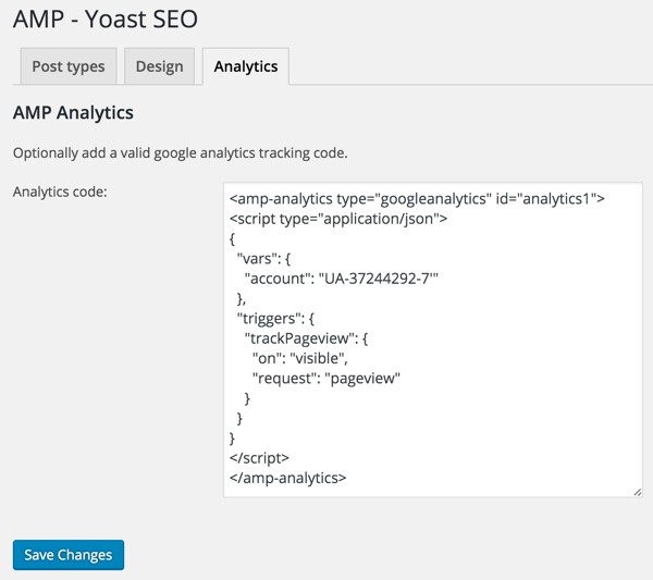 AMP for WordPress - Glue for Yoast SEO  AMP Analytics Tab