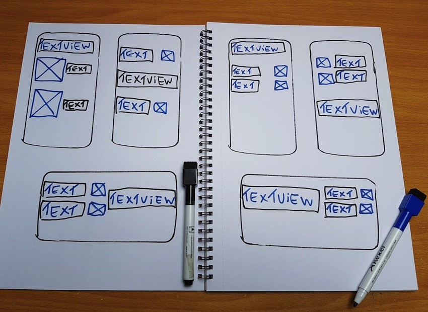 A series of different wireframes for the checklist screen