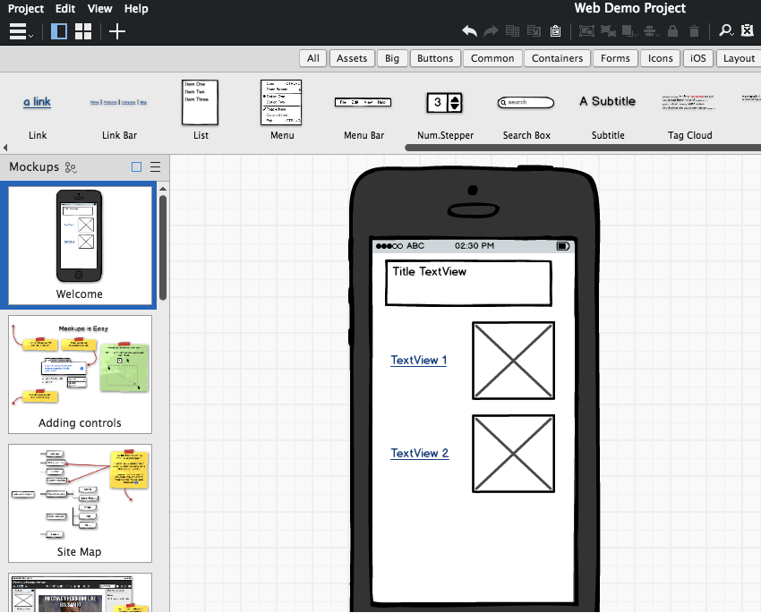 The checklist screen as a digital wireframe created using Baksmiq Mockups