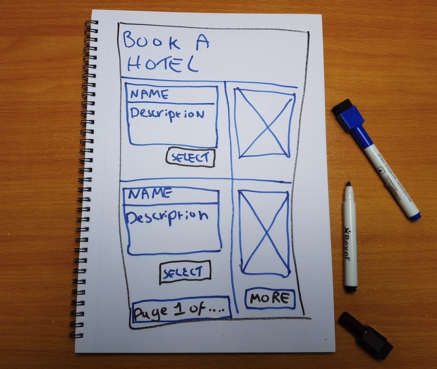 An example of a paper wireframe