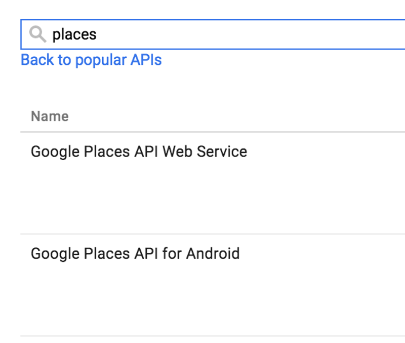 Google API Console Enable Places API