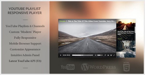 Modern HTML5 Responsive YouTube Playlist Player