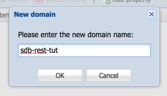 Entering the name of the new domain